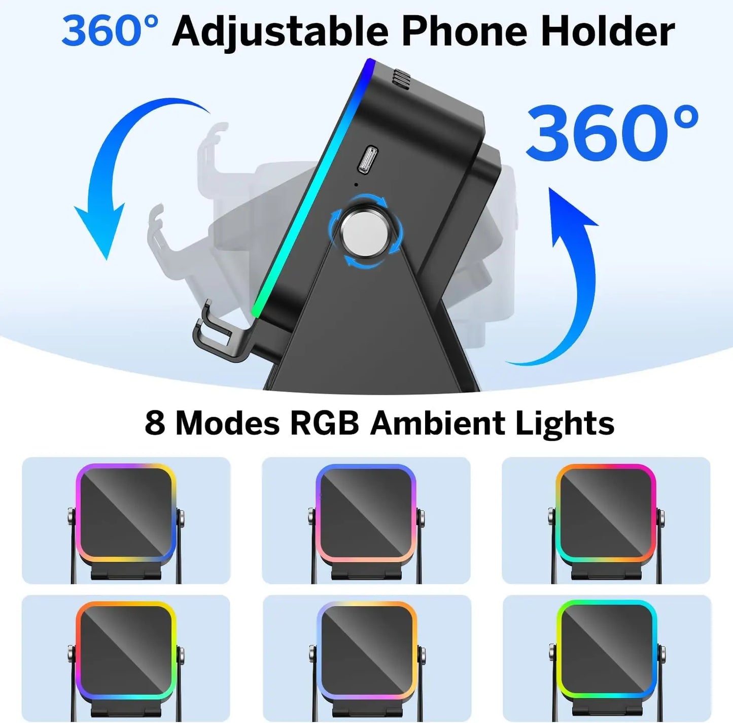 Ultimate 5-in-1 Wireless Induction Bluetooth Speaker with Phone Stand, Fast Charging, RGB Ambient Light & HD Stereo Sound