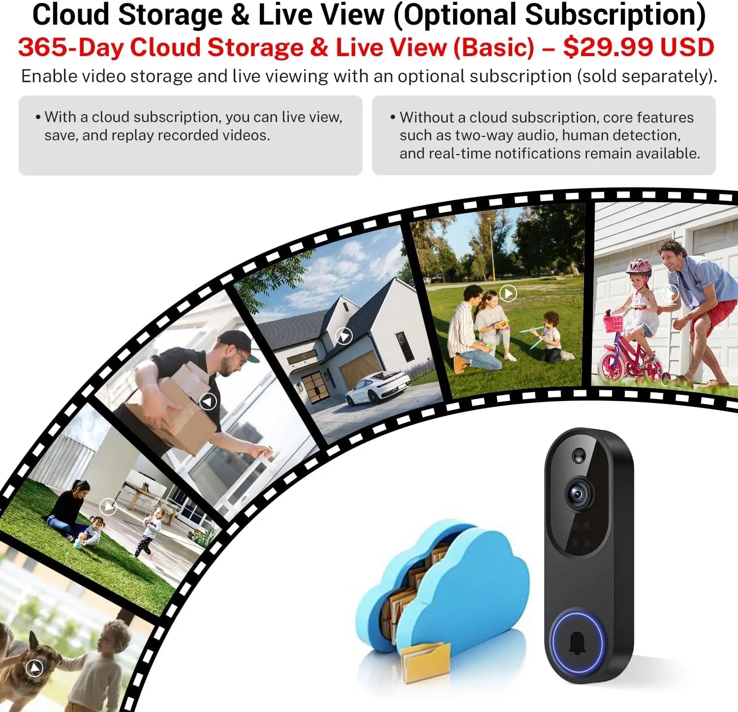 Ultimate Smart AI Wireless Video Doorbell – HD Video, Human Detection, Two-Way Audio, Night Vision & Instant Phone Alerts