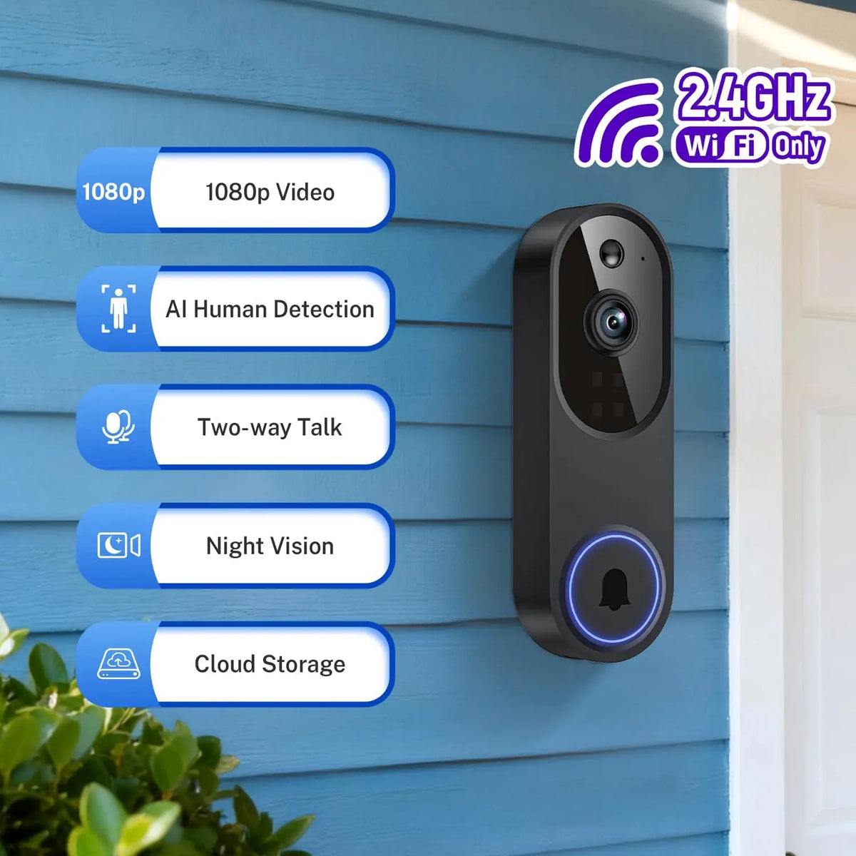 Ultimate Smart AI Wireless Video Doorbell – HD Video, Human Detection, Two-Way Audio, Night Vision & Instant Phone Alerts