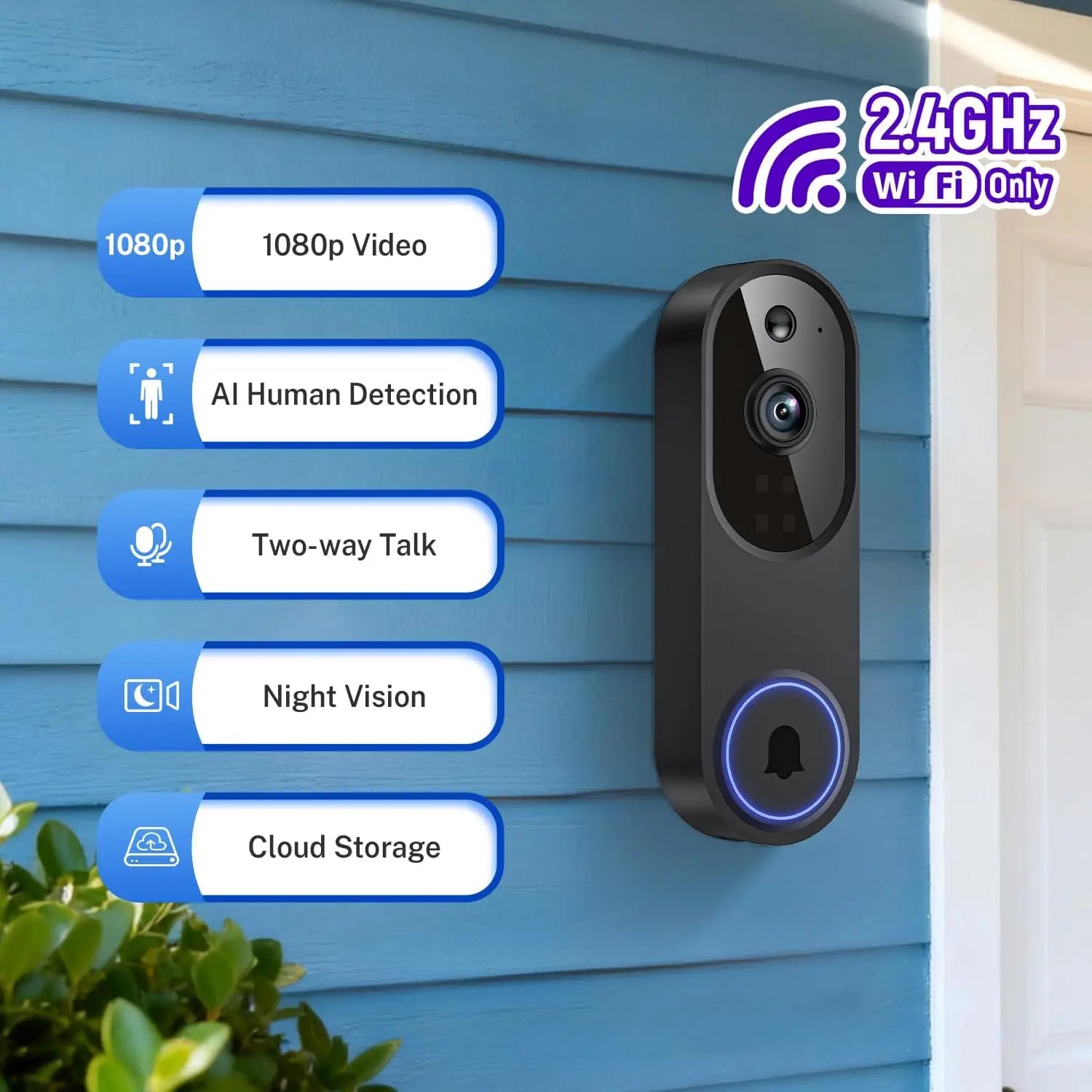 Ultimate Smart AI Wireless Video Doorbell – HD Video, Human Detection, Two-Way Audio, Night Vision & Instant Phone Alerts